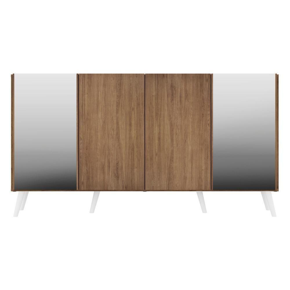 Aparador Buffet Com Espelho E Pés Retrô Vegas Multimóveis Rustic/branco - 7