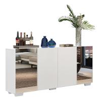 Aparador Buffet C/ Espelho e Pés Quadrados Vegas Branco - 1