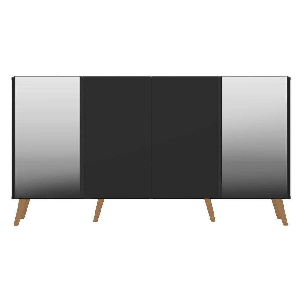 Aparador Buffet com Espelho e Pés Retrô Preto/natural - 3