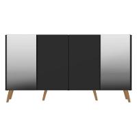 Aparador Buffet com Espelho e Pés Retrô Preto/natural - 3