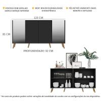 Aparador Buffet com Espelho e Pés Retrô Preto/natural - 7