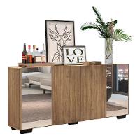 Aparador Buffet com Espelho e Pés Quadrados Rustic/preto - 1
