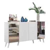 Aparador Buffet com Espelho e Pés Retrô Branco - 1