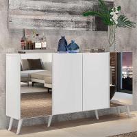 Aparador Buffet com Espelho e Pés Retrô Branco - 3