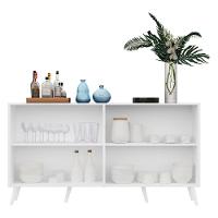 Aparador Buffet com Espelho e Pés Retrô Branco - 6