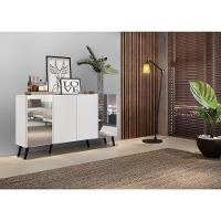 Aparador Buffet com Espelho e Pés Retrô Branco/preto - 8