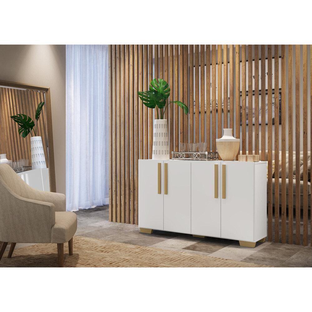 Aparador Buffet 4 Ptas Viena V3607 Branco/Natural - 2