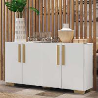 Aparador Buffet 4 Ptas Viena V3607 Branco/Natural - 7