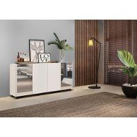 Aparador Buffet com Espelho e Pés Quadrados Branco/preto - 7