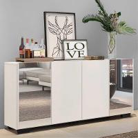 Aparador Buffet com Espelho e Pés Quadrados Branco/preto - 10