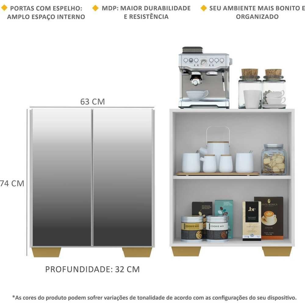 Aparador Cantinho do Café e 2 Portas Multimóveis Branco - 3