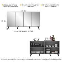 Aparador Buffet 4 Portas Com Espelho Retrô Vegas V3559 Grafite/Preto Grafite/Preto - 5