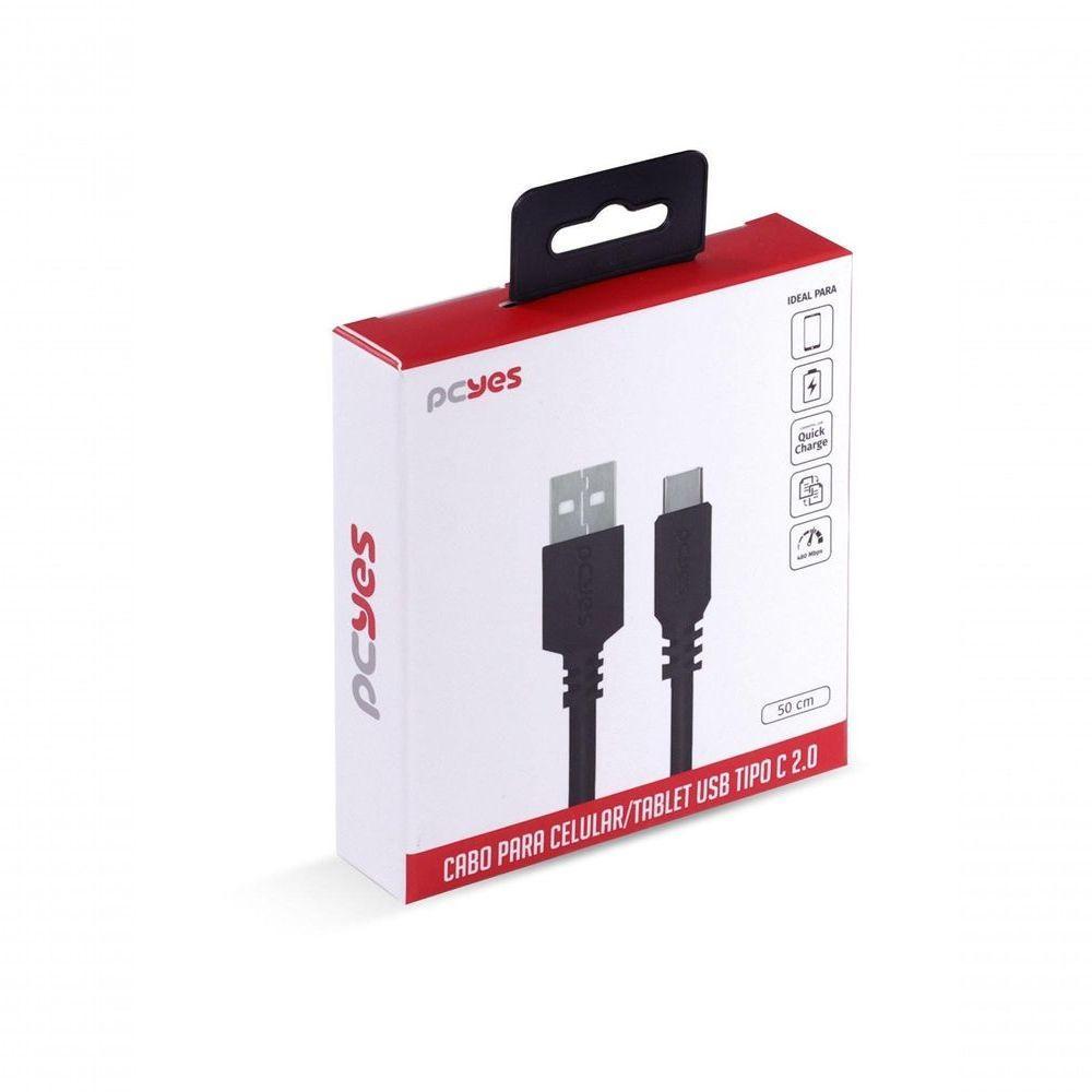 Cabo Usb A 2.0 Para Usb Tipo C Para Celular Smartphone 50cm Preto - Puacp-05 - 7