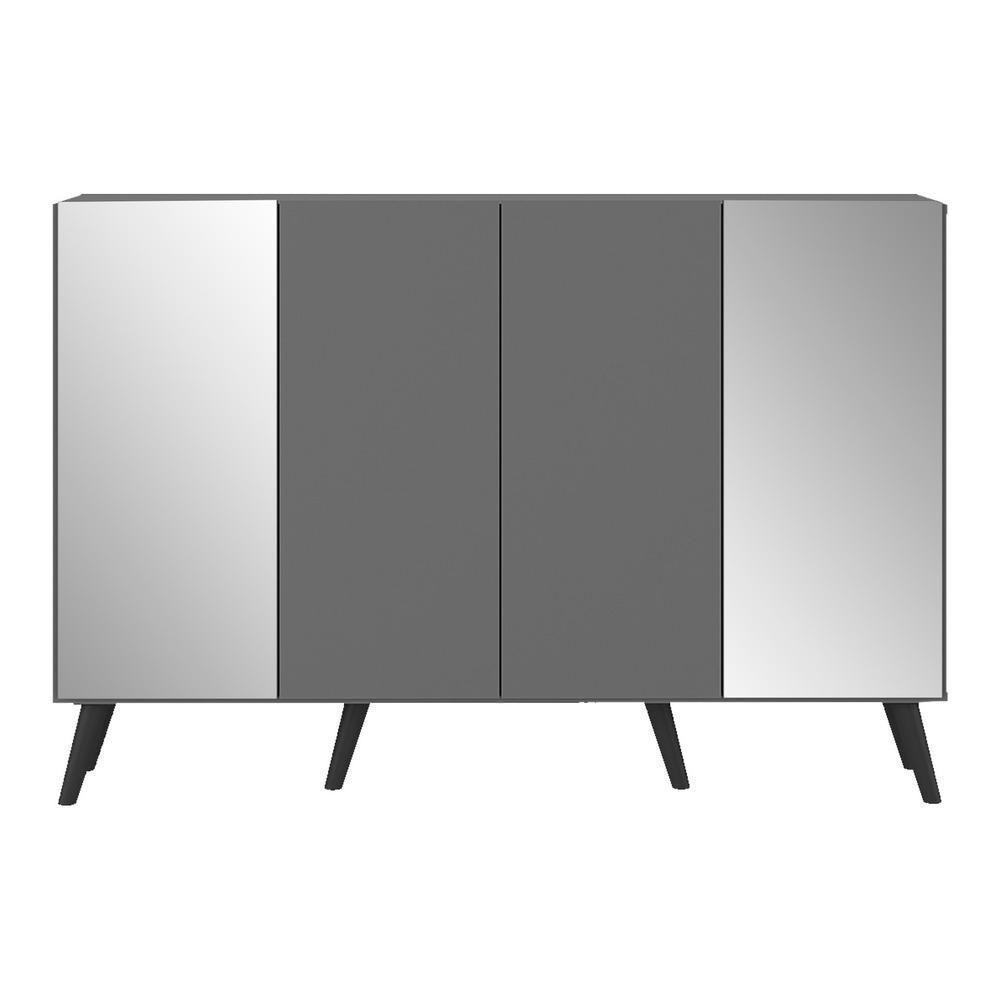 Aparador Buffet 4 Portas Com Espelho Retrô Vegas Multimóveis V3562 Grafite/preto Grafite/preto - 2