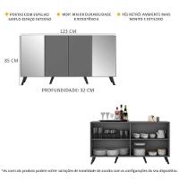 Aparador Buffet 4 Portas Com Espelho Retrô Vegas Multimóveis V3562 Grafite/preto Grafite/preto - 5