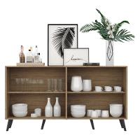 Aparador Buffet 4 Portas Com Espelho Retrô Vegas V3559 Rustic/Preto Rustic/Preto