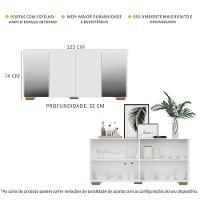 Aparador Buffet 4 Portas Com Espelho Vegas V3563 Branco/Natural - 6