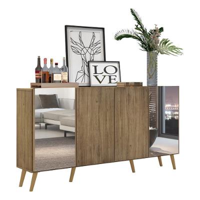 Aparador Buffet 4 Portas Com Espelho Retrô Vegas V3562 Rustic/Natural Rustic/Natural