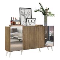 Aparador Buffet 4 Portas Com Espelho Retrô Vegas V3562 Rustic/Branco Rustic/Branco - 1