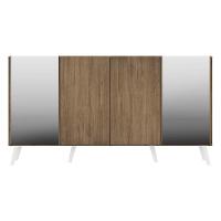 Aparador Buffet 4 Portas Com Espelho Retrô Vegas V3562 Rustic/Branco Rustic/Branco - 3