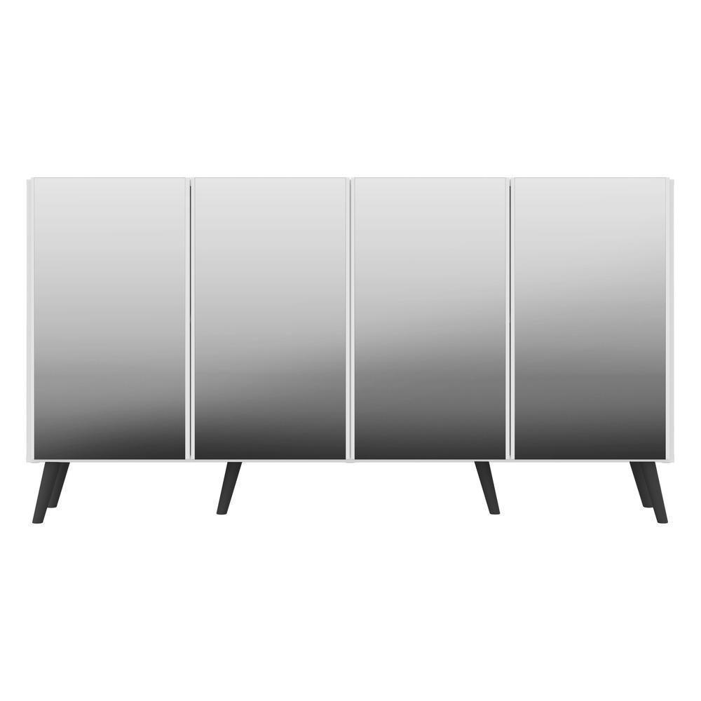 Aparador Buffet 4 Portas Com Espelho Retrô Vegas Multimóveis V3559 Branco/preto Branco/preto - 2