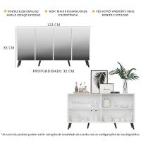 Aparador Buffet 4 Portas Com Espelho Retrô Vegas Multimóveis V3559 Branco/preto Branco/preto - 5