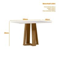 Mesa De Jantar Rubi 120x80 Cm Com Vidro Ype Damasco Off White – New Ceval - 2