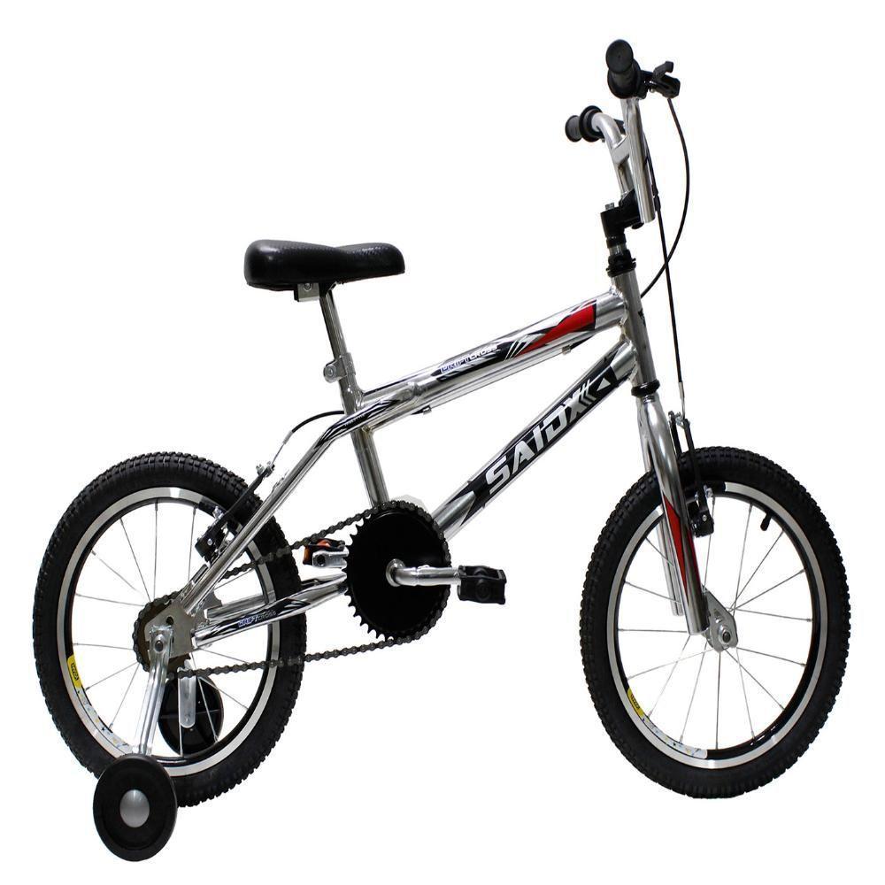 Bicicleta Infantil Aro 16 Freios V-brake Rodinhas Cross Saidx Cromado - 1
