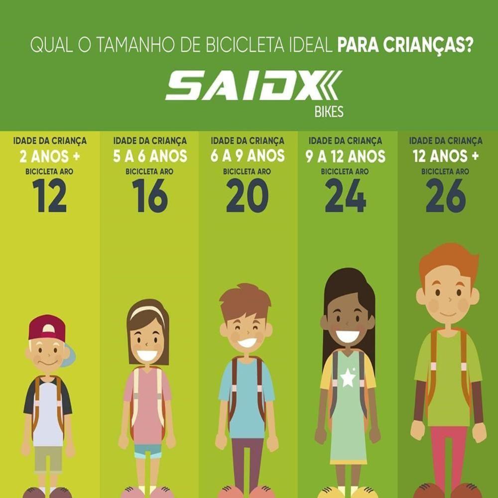 Bicicleta Infantil Aro 16 Freios V-brake Rodinhas Cross Saidx Cromado - 6