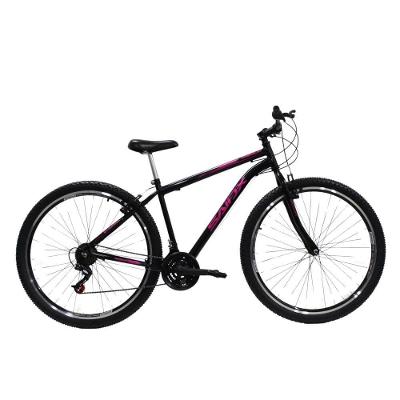 Bicicleta Aro 29 Quadro Aço 21 Vel Freios V Brake Saidx Premium Preto Rosa
