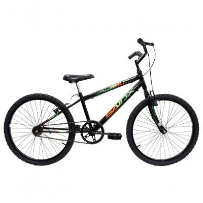 Bicicleta Aro 24 Saidx Premium Infantil Unissex Mono Sem Marcha Preto Verde Laranja