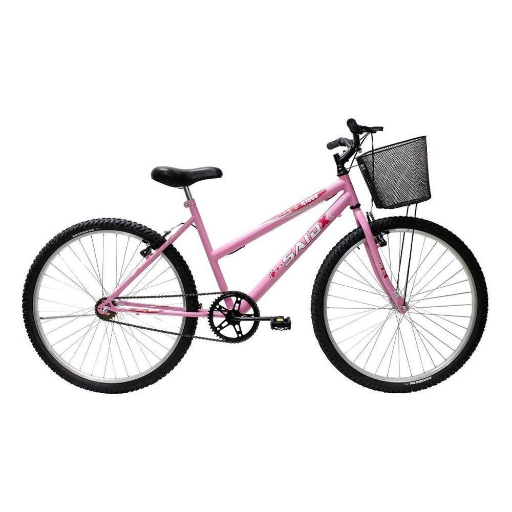 Bicicleta Aro 26 Feminina Mono Sem Marcha Com Cesta Saidx Rosa - 1