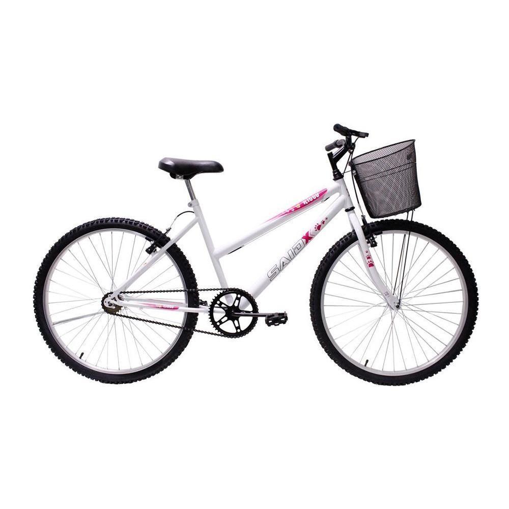 Bicicleta Aro 26 Feminina Mono Sem Marcha Com Cesta Saidx Branca - 1
