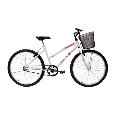 Bicicleta Aro 26 Feminina Mono Sem Marcha Com Cesta Saidx Branca