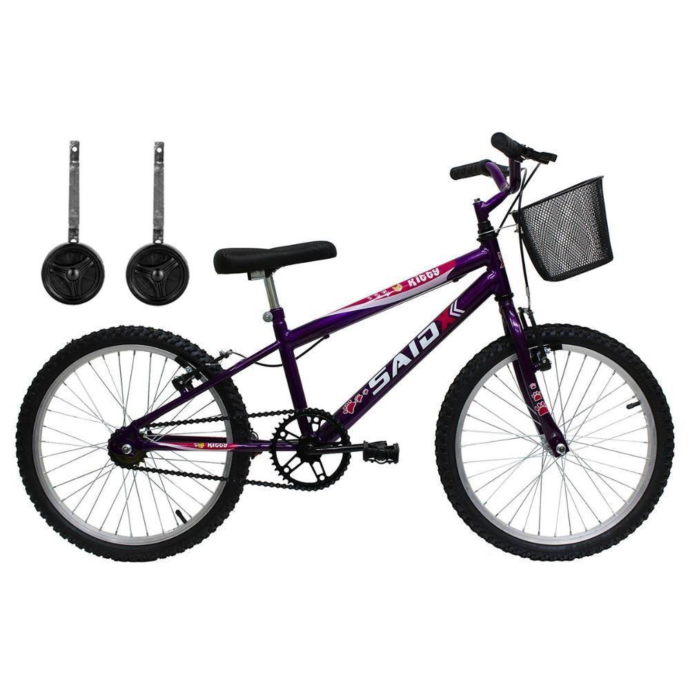 Bicicleta Aro 20 Mono Meninas Violeta Com Rodinhas - 5