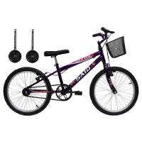 Bicicleta Aro 20 Mono Meninas Violeta Com Rodinhas - 5