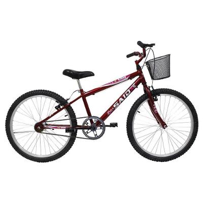 Bicicleta Aro 24 Feminina Mono Sem Marcha Com Cesta Saidx Vermelho