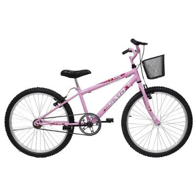 Bicicleta Aro 24 Feminina Mono Sem Marcha Com Cesta Saidx Rosa