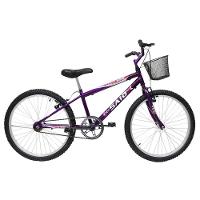 Bicicleta Aro 24 Feminina Mono Sem Marcha Com Cesta Saidx Violeta - 1