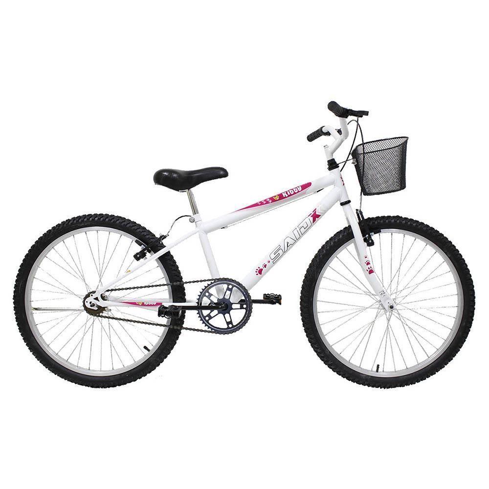 Bicicleta Aro 24 Feminina Mono Sem Marcha Com Cesta Saidx Branca - 1
