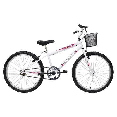 Bicicleta Aro 24 Feminina Mono Sem Marcha Com Cesta Saidx Branca