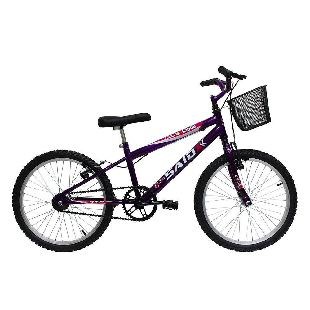 Bicicleta Aro 20 Bike Infantil Meninas Feminina Com Cesta Saidx Violeta - 1