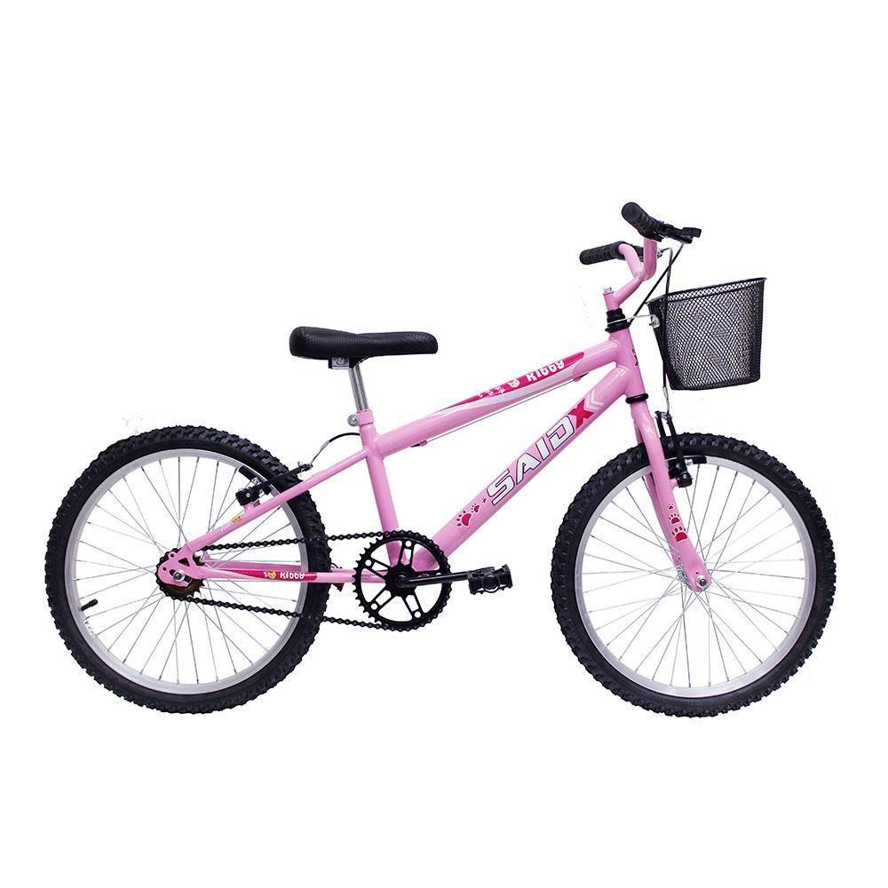 Bicicleta Aro 20 Bike Infantil Meninas Feminina Com Cesta Saidx Rosa - 1
