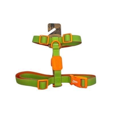 Peitoral H Ajustável Para Cães à Prova D'água Acqua Wave Verde Com Detalhes Laranja