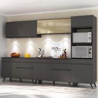 Armário De Cozinha Completa 5 Peças Com Leds Mp2014.895 Veneza Up Multimóveis Preto - 1