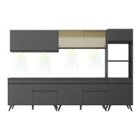 Armário De Cozinha Completa 5 Peças Com Leds Mp2014.895 Veneza Up Multimóveis Preto - 3