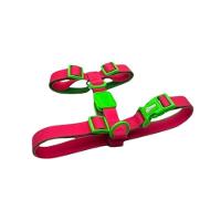 Peitoral Ajustável Acqua Wave Rosa Com Borracha Verde Para Aventura Pet - 3