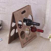 Suporte De Vinhos Em Madeira Retrátil – Adega Decorativa Para 6 Garrafas, Estilo Rústico Premium