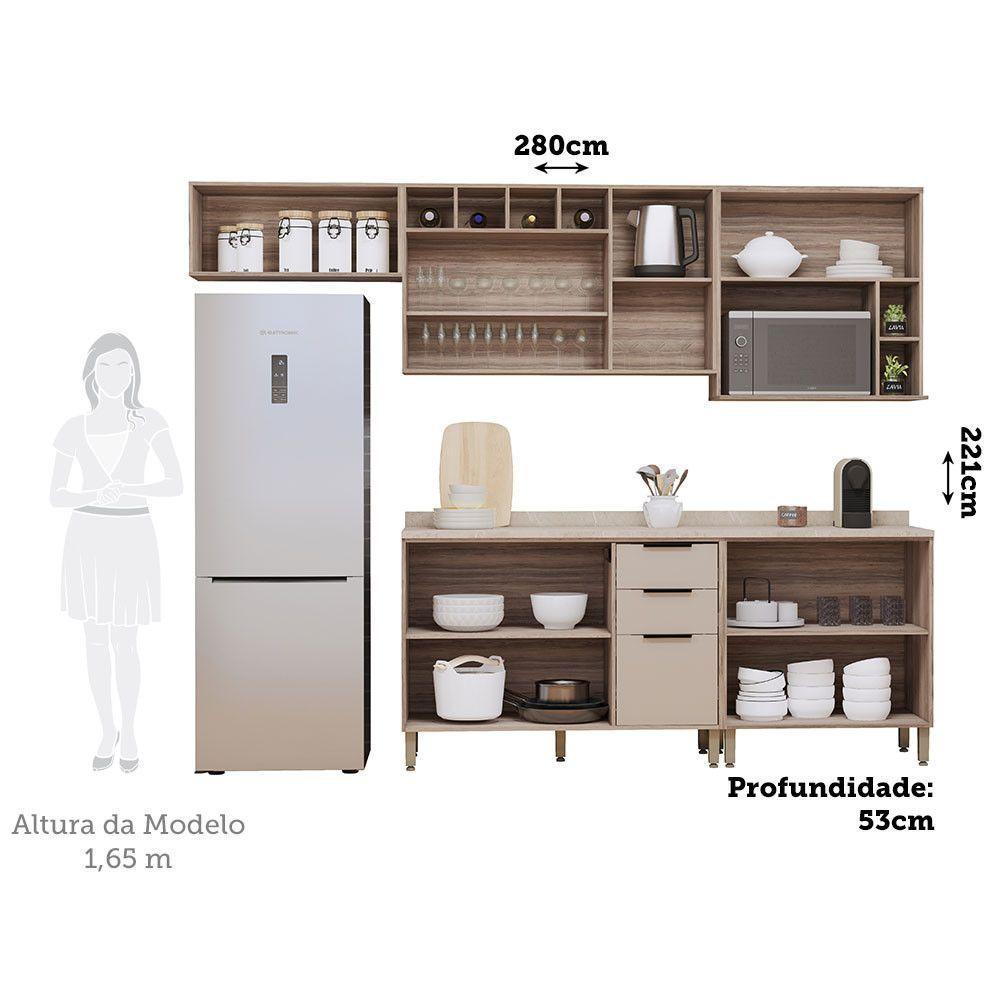 Cozinha Modulada Compacta 5 Peças Com Tampo Aspen Luciane Mó Vanilla/beige - 3