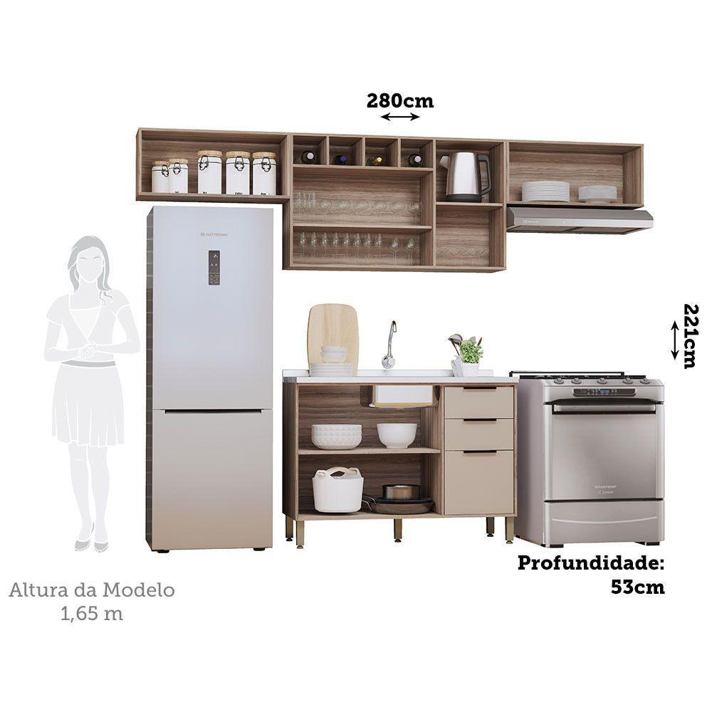 Cozinha Modulada Compacta 4 Peças Sem Tampo Aspen Luciane Mó Vanilla/beige - 2